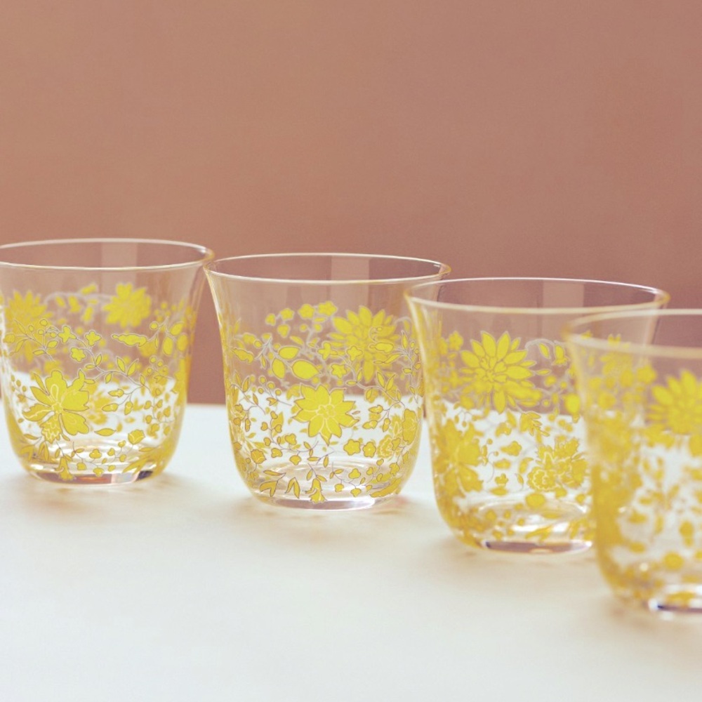LAST SET 🔥 Mae Yellow floral glasses set of 4
